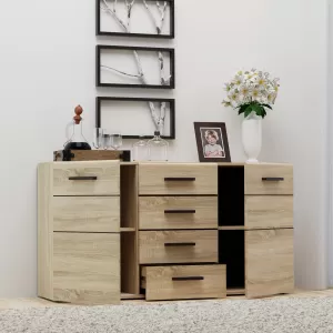 Μπουφές Solo 150X41X82Cm Sonoma Με Wenge Και Mdf Καμπυλωτό Τελείωμα Στις Πόρτες.