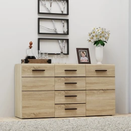 Μπουφές Solo 150X41X82Cm Sonoma Με Wenge Και Mdf Καμπυλωτό Τελείωμα Στις Πόρτες.