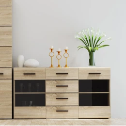 Μπουφές Solo 150X41X82Cm Sonoma Με Wenge Και Mdf Καμπυλωτό Τελείωμα Στις Πόρτες