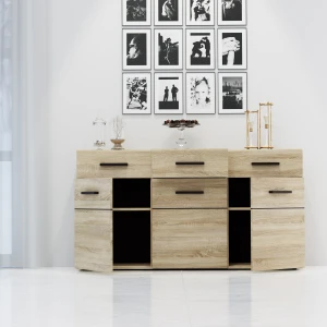 Μπουφές Solo 150X41X82Cm Sonoma Με Wenge Και Mdf Καμπυλωτό Τελείωμα Στις Πόρτες