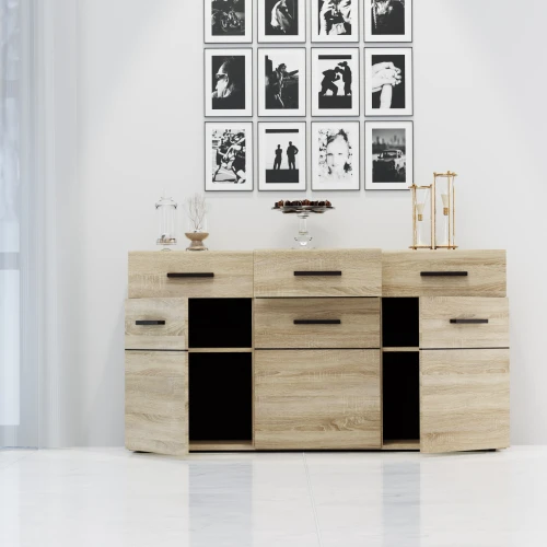 Μπουφές Solo 150X41X82Cm Sonoma Με Wenge Και Mdf Καμπυλωτό Τελείωμα Στις Πόρτες