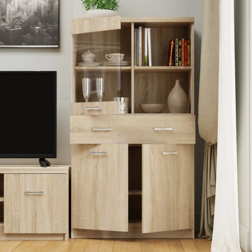 Βιτρίνα Δίφυλλη Top Mix 80X33X145Cm Σονόμα