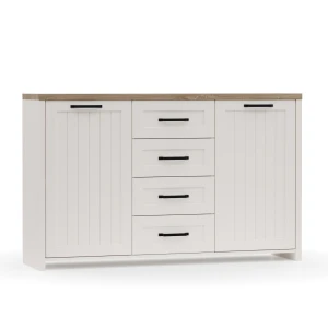 Μπουφεσ Verne 147.9X37.2X91.8Cm Λευκό-Φυσικό Δρυς