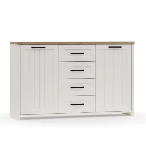 Μπουφεσ Verne 147.9X37.2X91.8Cm Λευκό-Φυσικό Δρυς