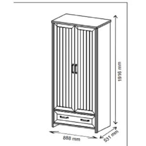 Ντουλάπα Δίφυλλη Verne Λευκό-Φυσικός Δρυς88.8X53.1X191.6Cm