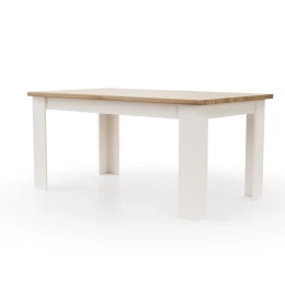 Verne Τραπεζι Koyzinaς 161(210)X90.8X74.5Cm Λευκό-Φυσικός Δρυς