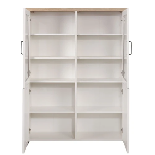 Bιτρίνα Verne Δίφυλλη  114.8X37.2X153Cm Λευκό-Φυσικός Δρυς