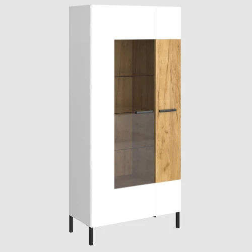 Βιτρίνα Santes Χρυσό Δρυς-Λευκό 90X42X197.5Cm