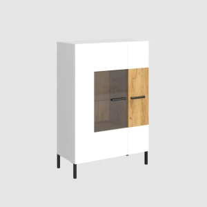 Βιτρίνα Santes Χρυσό Δρυς-Λευκό 90X42X134.50Cm