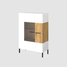 Βιτρίνα Santes Χρυσό Δρυς-Λευκό 90X42X134.50Cm
