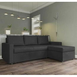 Concept Γωνιακός Καναπές Κρεβάτι Με Αναστρέψιμη Γωνία & Αποθηκευτικό Χώρο Γκρι 218X153X80Cm.