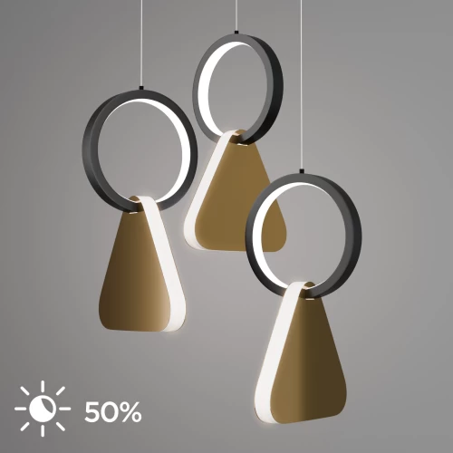 Φωτιστικό Κρεμαστό Symmetric 1F Led 45W Χρυσό-Μαύρο Φ25X120Cm