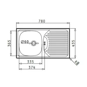 Νεροχύτης Pyramis Bradford 1B 1D 78X43.5Cm Ένθετος Με Μία Γούρνα Και Αποστράγγιση Νεροχύτης Pyramis Bradford 1B 1D 78X43.5Cm Ένθετος Με Μία Γούρνα Και Αποστράγγιση