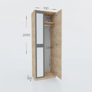 Ντουλάπα Viva Χρυσό Δρυς-Γραφίτης 70X50X209Cm