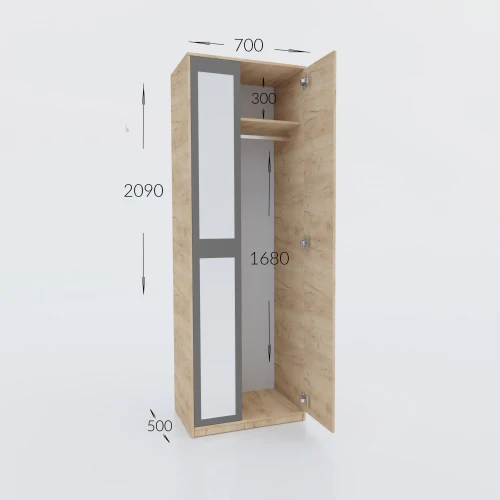 Ντουλάπα Viva Χρυσό Δρυς-Γραφίτης 70X50X209Cm