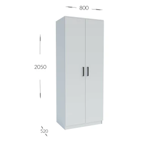 Ντουλάπα Δίφυλλη Simple Λευκή 80X52X205Cm
