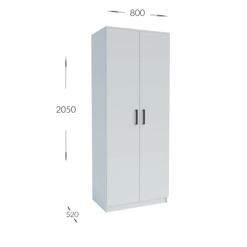 Ντουλάπα Δίφυλλη Simple Λευκή 80X52X205Cm