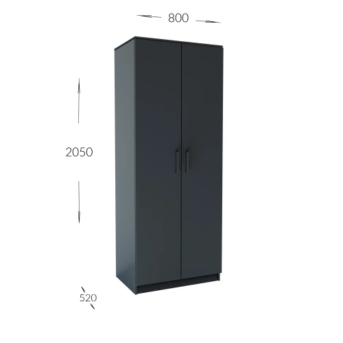 Ντουλάπα Δίφυλλη Simple Γραφίτης 80X52X205Cm