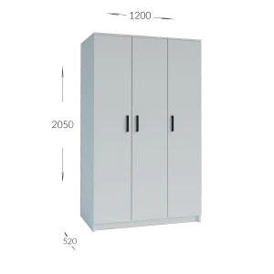 Ντουλάπα Τρίφυλλη Simple Λευκή 120X52X205Cm