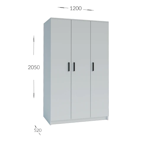 Ντουλάπα Τρίφυλλη Simple Λευκή 120X52X205Cm