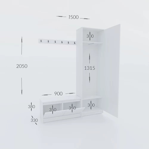 Σετ Εισόδου Sara Γκρι 150X33X205Cm