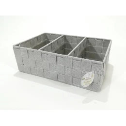 Κουτί Αποθήκευσης Με 3 Τμήματα Γκρι PP 30x20x10cm