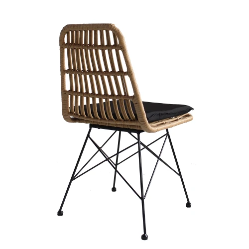 Καρέκλα Κήπου ALFONSE Φυσικό/Μαύρο Μέταλλο/Rattan 47x62x81cm