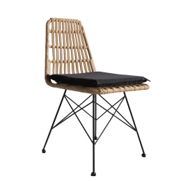 Καρέκλα Κήπου ALFONSE Φυσικό/Μαύρο Μέταλλο/Rattan 47x62x81cm