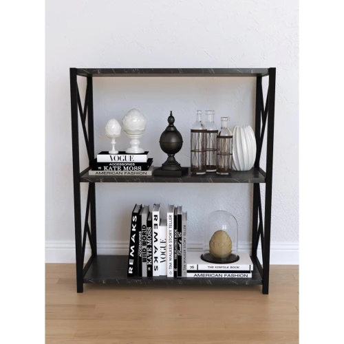 Βιβλιοθήκη JAWARA Μαύρο Μοριοσανίδα/Μέταλλο 70x34x78.5cm