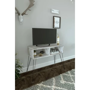 Έπιπλο Τηλεόρασης AMARA Όψη Μαρμάρου/Γκρι Μοριοσανίδα/Μέταλλο 72x30x58.6cm