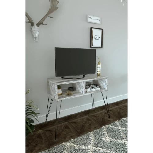 Έπιπλο Τηλεόρασης AMARA Όψη Μαρμάρου/Γκρι Μοριοσανίδα/Μέταλλο 72x30x58.6cm