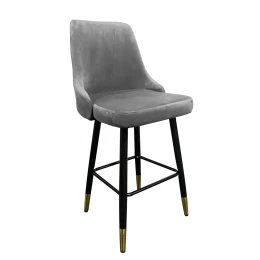 Σκαμπό Bar COBB Με Πλάτη Γκρι Βελούδο/Μέταλλο 49x53x100cm
