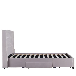 Κρεβάτι Διπλό ANNONA Ivory Βελούδο 217x175x117.5cm (Στρώμα 160x200cm)
