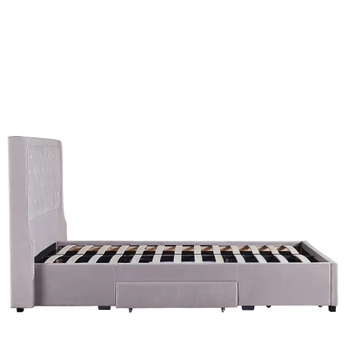 Κρεβάτι Διπλό ANNONA Ivory Βελούδο 217x175x117.5cm (Στρώμα 160x200cm)