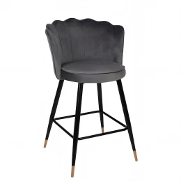 Σκαμπό Bar GESELL Με Πλάτη Γκρι Βελούδο/Μέταλλο 50x50x90cm
