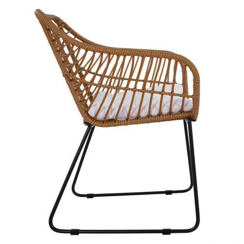 Πολυθρόνα Κήπου ABURIUS Φυσικό/Μαύρο Rattan/Μέταλλο 63x60x83.5cm