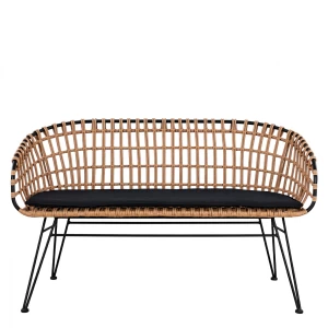 Καναπές Κήπου ARVENIUS Φυσικό/Μαύρο Rattan 124x57x77cm