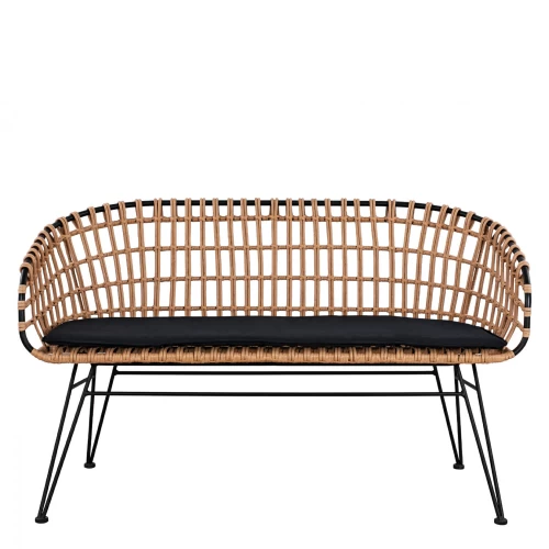 Καναπές Κήπου ARVENIUS Φυσικό/Μαύρο Rattan 124x57x77cm