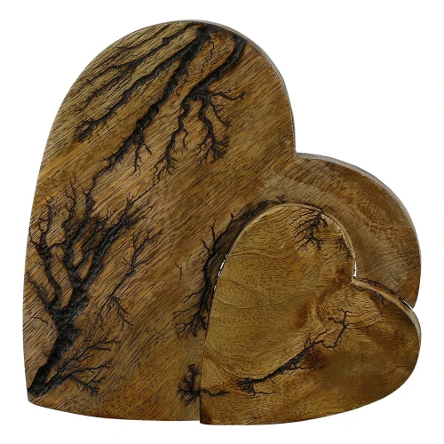 Διακοσμητικό Καρδιές Καφέ Ξύλο 17x17cm