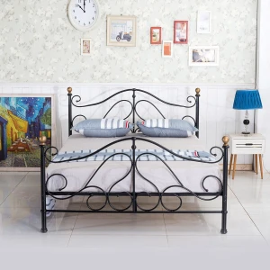 Κρεβάτι EVELYN Μεταλλικό Semy Glossy Black 210x159x109cm (Στρώμα 150x200cm)