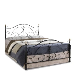 Κρεβάτι EVELYN Μεταλλικό Semy Glossy Black 210x159x109cm (Στρώμα 150x200cm)