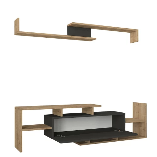 Σύνθετο Τηλεόρασης DREAM Φυσικό/Ανθρακί Μοριοσανίδα/Μελαμίνη 154x25x170cm