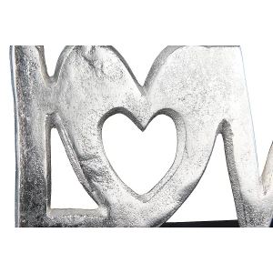 Διακοσμητικό 'Love' Σε Βάση Ασημί/Μαύρο Αλουμίνιο/Ξύλο 18x5x10cm