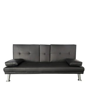 Καναπές Κρεβάτι Τριθέσιος ALFRED Μαύρο PU 164x76.5x79cm