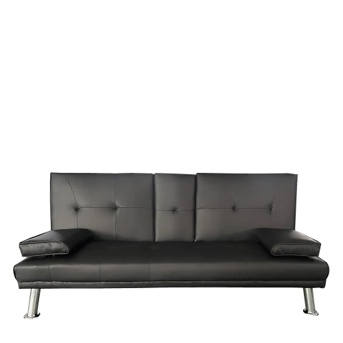 Καναπές Κρεβάτι Τριθέσιος ALFRED Μαύρο PU 164x76.5x79cm