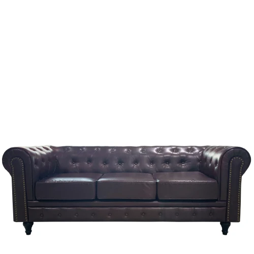 Καναπές Τριθέσιος AVERY Σκούρο Καφέ PU 208x90x73cm