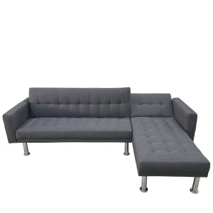 Καναπές Κρεβάτι Γωνιακός OBERON Γκρι Ύφασμα 240x102/175x40cm