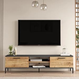 Έπιπλο Τηλεόρασης ENFIELD Πεύκο/Ανθρακί Μοριοσανίδα/Μέταλλο 160x35x39.1cm