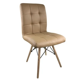Καρέκλα Τραπεζαρίας CUPPLESSUS Cappuccino/Φυσικό PU/Ξύλο 43x55x86cm