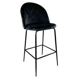 Σκαμπό Bar UNDERHILL Μαύρο Βελούδο/Μέταλλο 45x53x107cm